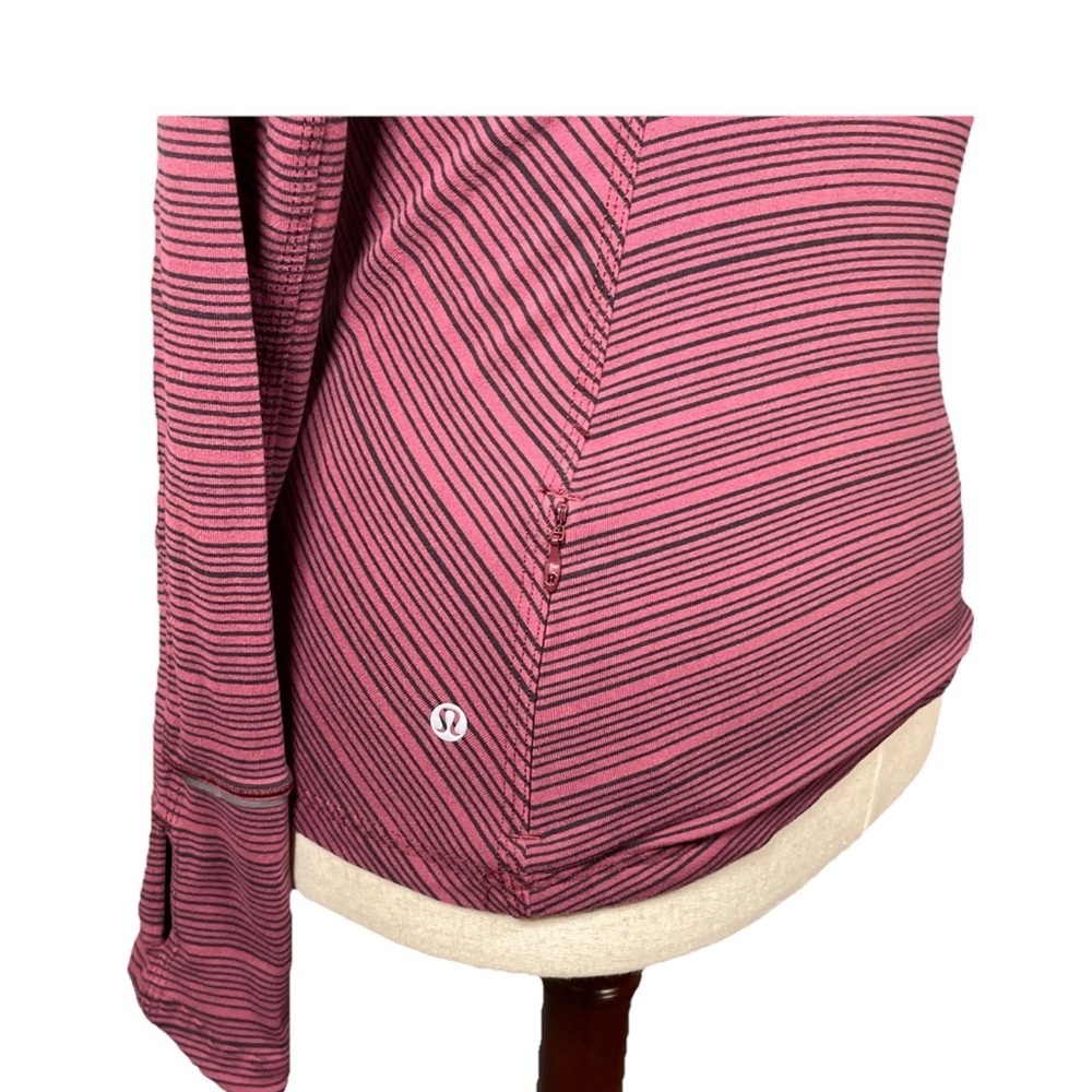 LULULEMON KANTO CATCH ME LONG SLEEVE TOP STRIPE WINE BERRY BLACK YOGA Size 6 - Picture 3 of 6